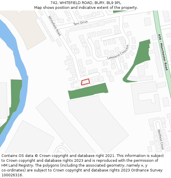742, WHITEFIELD ROAD, BURY, BL9 9PL: Location map and indicative extent of plot