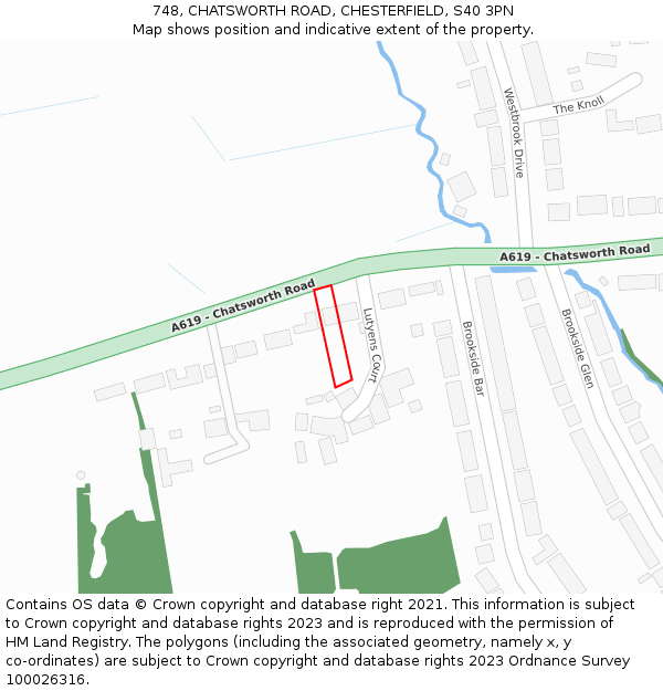 748, CHATSWORTH ROAD, CHESTERFIELD, S40 3PN: Location map and indicative extent of plot