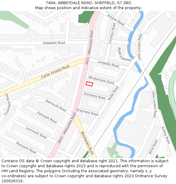 749A, ABBEYDALE ROAD, SHEFFIELD, S7 2BG: Location map and indicative extent of plot