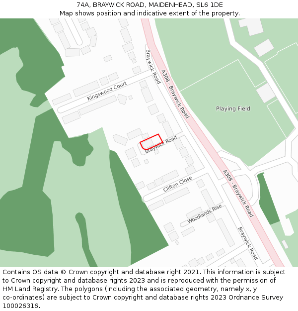 74A, BRAYWICK ROAD, MAIDENHEAD, SL6 1DE: Location map and indicative extent of plot