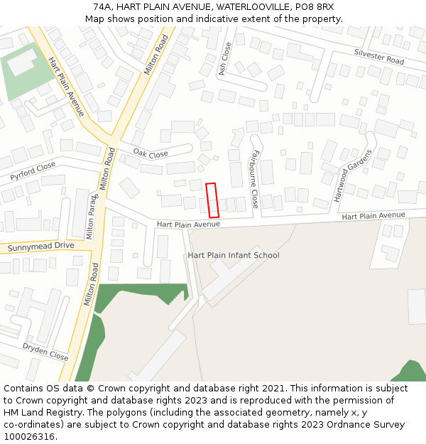 74A, HART PLAIN AVENUE, WATERLOOVILLE, PO8 8RX: Location map and indicative extent of plot