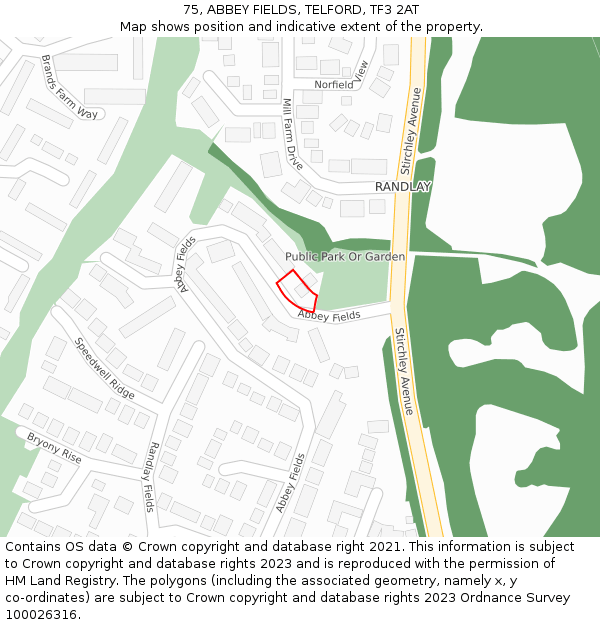 75, ABBEY FIELDS, TELFORD, TF3 2AT: Location map and indicative extent of plot