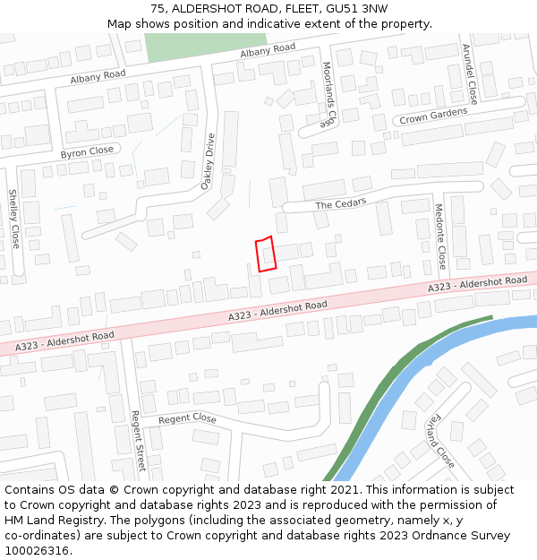 75, ALDERSHOT ROAD, FLEET, GU51 3NW: Location map and indicative extent of plot