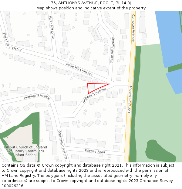 75, ANTHONYS AVENUE, POOLE, BH14 8JJ: Location map and indicative extent of plot