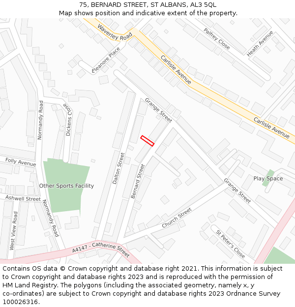 75, BERNARD STREET, ST ALBANS, AL3 5QL: Location map and indicative extent of plot