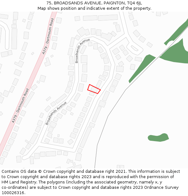 75, BROADSANDS AVENUE, PAIGNTON, TQ4 6JL: Location map and indicative extent of plot