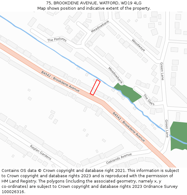 75, BROOKDENE AVENUE, WATFORD, WD19 4LG: Location map and indicative extent of plot