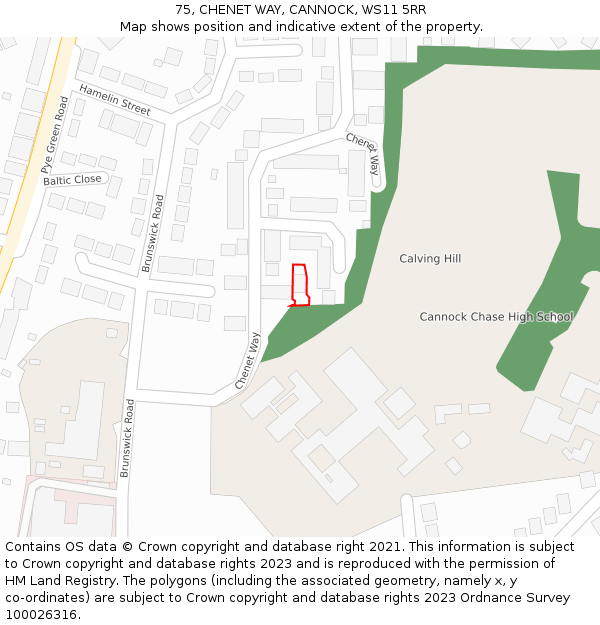 75, CHENET WAY, CANNOCK, WS11 5RR: Location map and indicative extent of plot