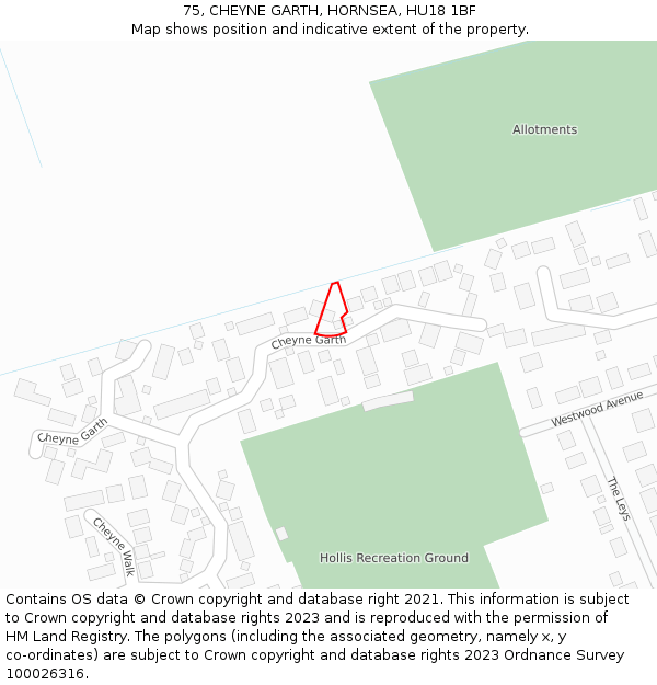 75, CHEYNE GARTH, HORNSEA, HU18 1BF: Location map and indicative extent of plot