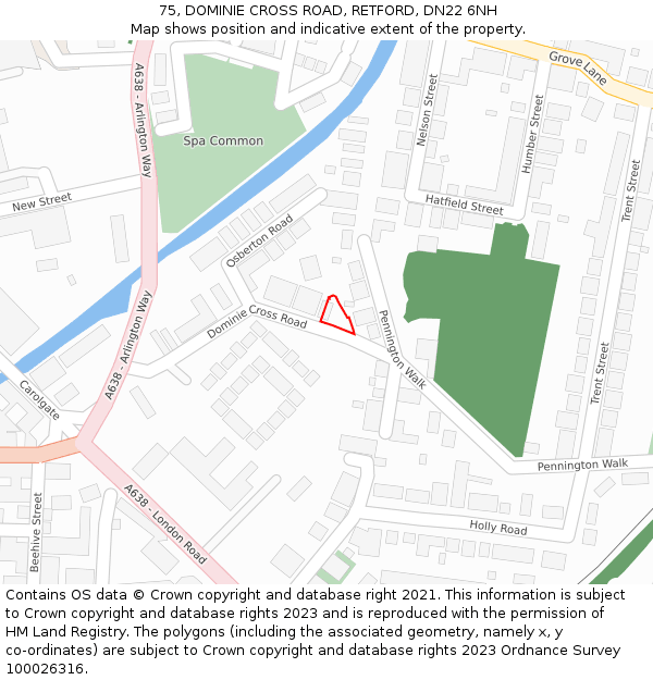 75, DOMINIE CROSS ROAD, RETFORD, DN22 6NH: Location map and indicative extent of plot