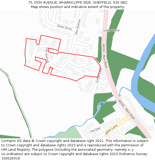 75, DON AVENUE, WHARNCLIFFE SIDE, SHEFFIELD, S35 0BZ: Location map and indicative extent of plot