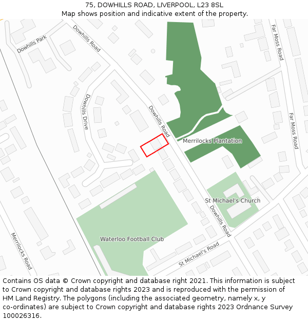 75, DOWHILLS ROAD, LIVERPOOL, L23 8SL: Location map and indicative extent of plot