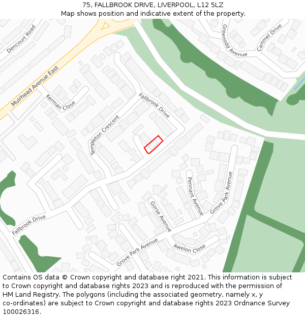 75, FALLBROOK DRIVE, LIVERPOOL, L12 5LZ: Location map and indicative extent of plot