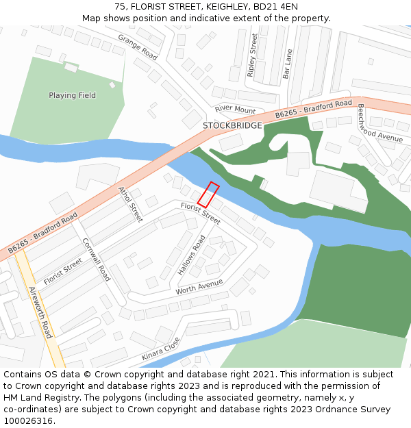 75, FLORIST STREET, KEIGHLEY, BD21 4EN: Location map and indicative extent of plot