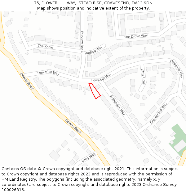 75, FLOWERHILL WAY, ISTEAD RISE, GRAVESEND, DA13 9DN: Location map and indicative extent of plot