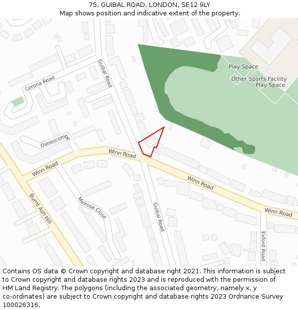 75, GUIBAL ROAD, LONDON, SE12 9LY: Location map and indicative extent of plot