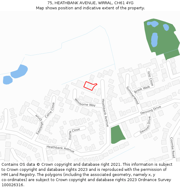 75, HEATHBANK AVENUE, WIRRAL, CH61 4YG: Location map and indicative extent of plot