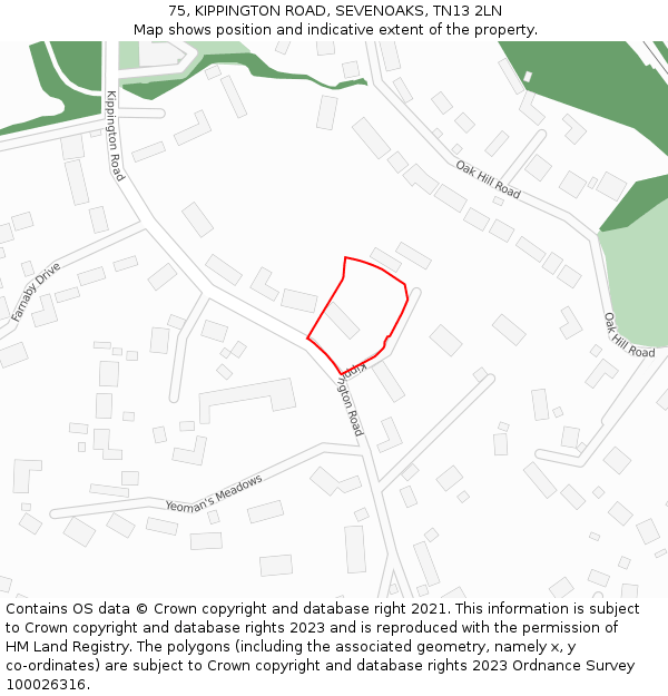 75, KIPPINGTON ROAD, SEVENOAKS, TN13 2LN: Location map and indicative extent of plot