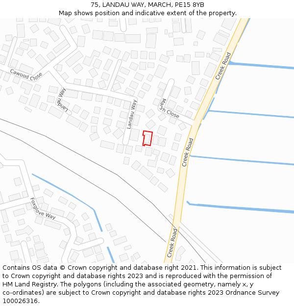 75, LANDAU WAY, MARCH, PE15 8YB: Location map and indicative extent of plot