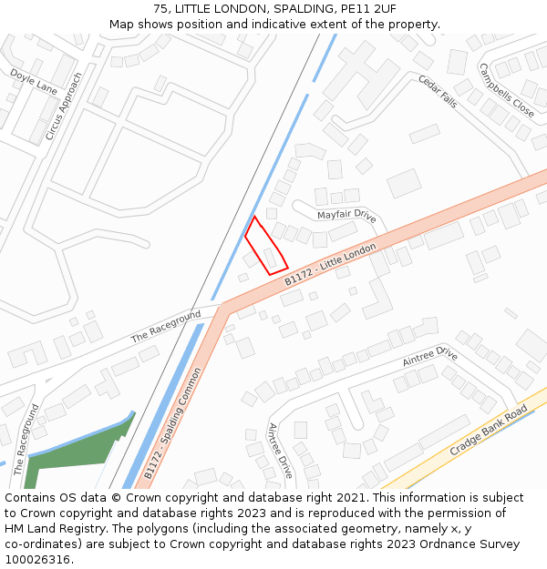 75, LITTLE LONDON, SPALDING, PE11 2UF: Location map and indicative extent of plot