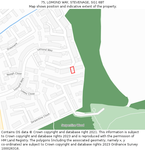 75, LOMOND WAY, STEVENAGE, SG1 6BT: Location map and indicative extent of plot