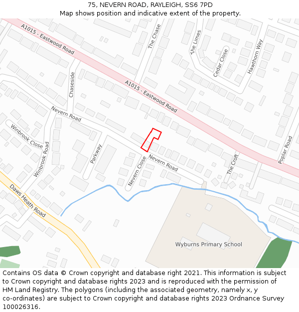 75, NEVERN ROAD, RAYLEIGH, SS6 7PD: Location map and indicative extent of plot