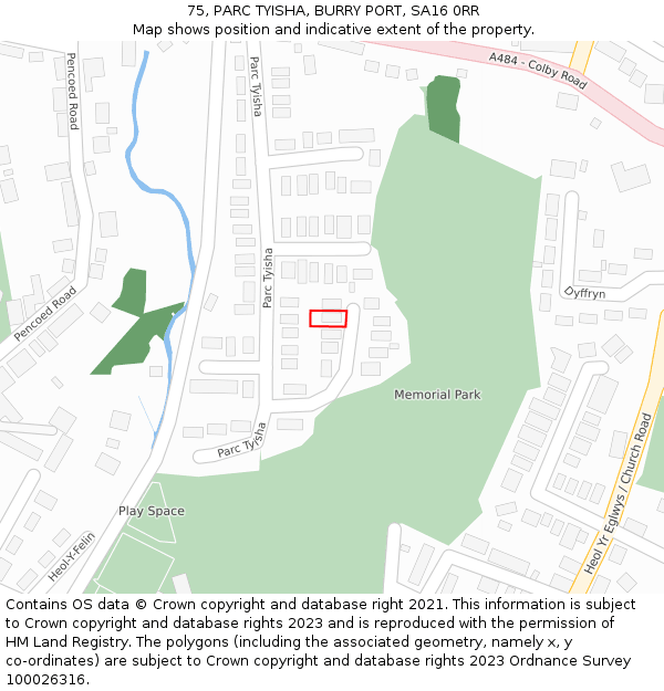 75, PARC TYISHA, BURRY PORT, SA16 0RR: Location map and indicative extent of plot