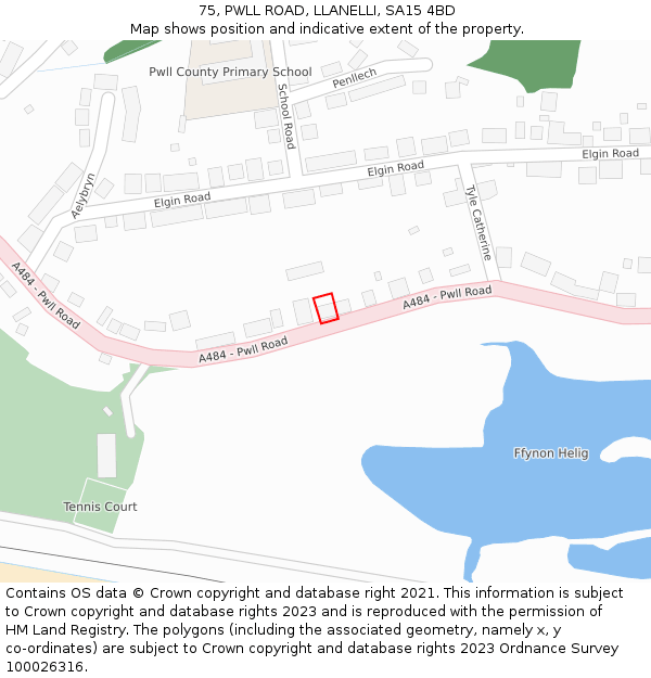 75, PWLL ROAD, LLANELLI, SA15 4BD: Location map and indicative extent of plot