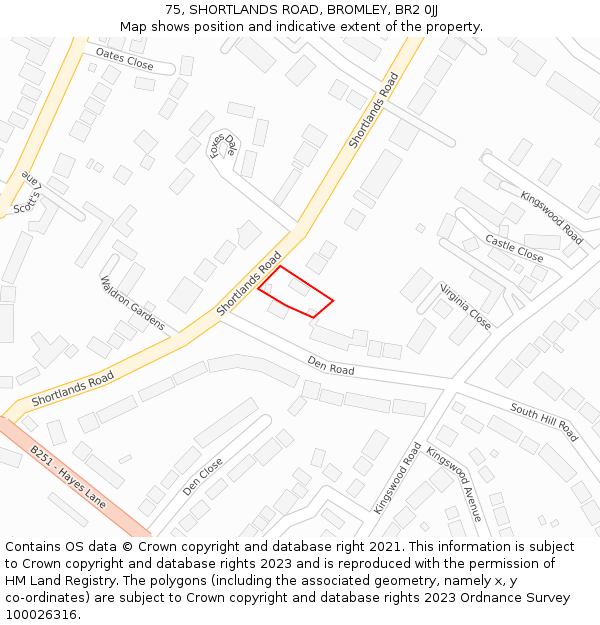 75, SHORTLANDS ROAD, BROMLEY, BR2 0JJ: Location map and indicative extent of plot