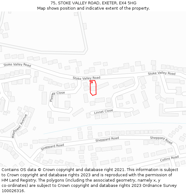 75, STOKE VALLEY ROAD, EXETER, EX4 5HG: Location map and indicative extent of plot