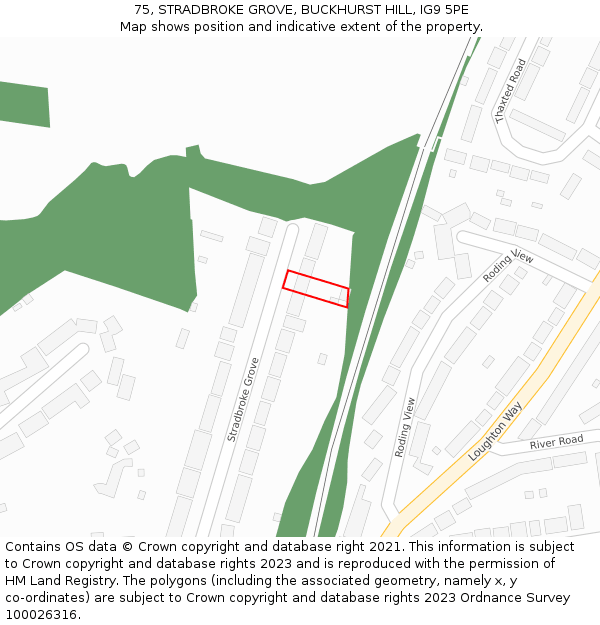 75, STRADBROKE GROVE, BUCKHURST HILL, IG9 5PE: Location map and indicative extent of plot