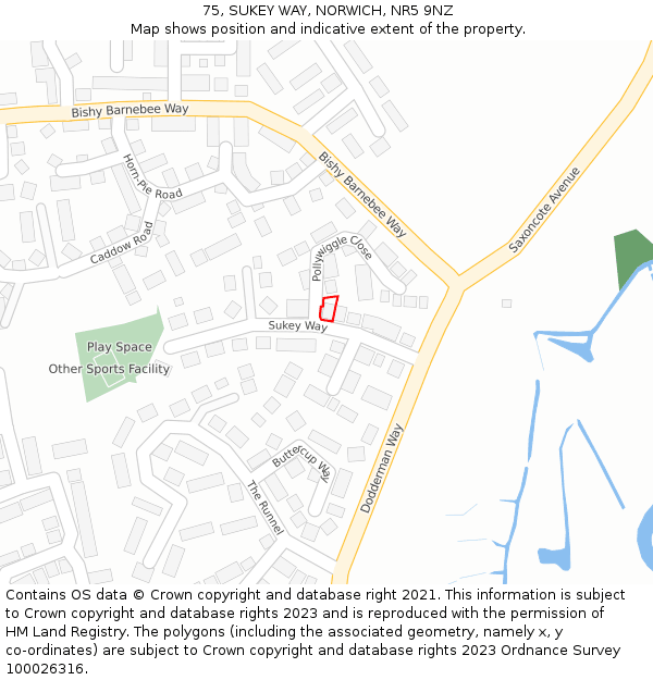 75, SUKEY WAY, NORWICH, NR5 9NZ: Location map and indicative extent of plot