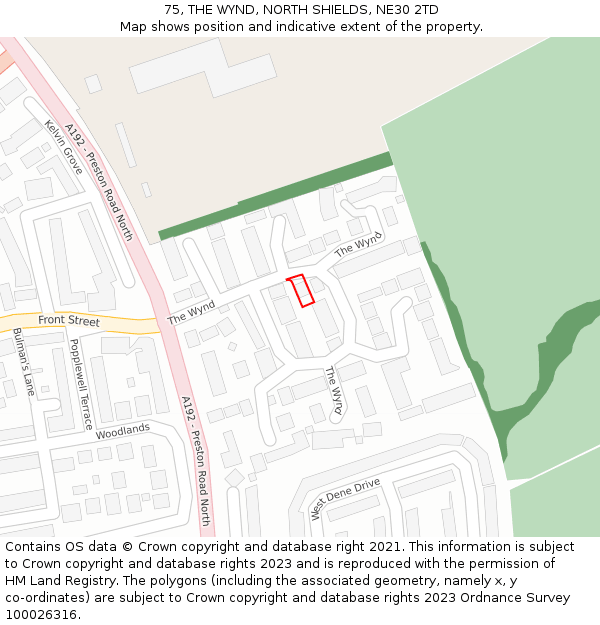 75, THE WYND, NORTH SHIELDS, NE30 2TD: Location map and indicative extent of plot