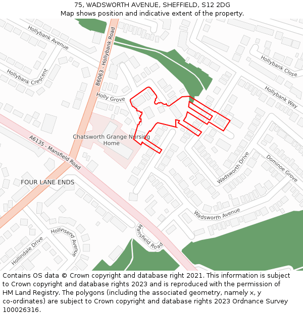 75, WADSWORTH AVENUE, SHEFFIELD, S12 2DG: Location map and indicative extent of plot