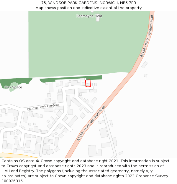 75, WINDSOR PARK GARDENS, NORWICH, NR6 7PR: Location map and indicative extent of plot