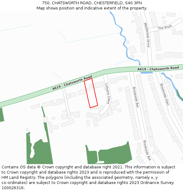 750, CHATSWORTH ROAD, CHESTERFIELD, S40 3PN: Location map and indicative extent of plot