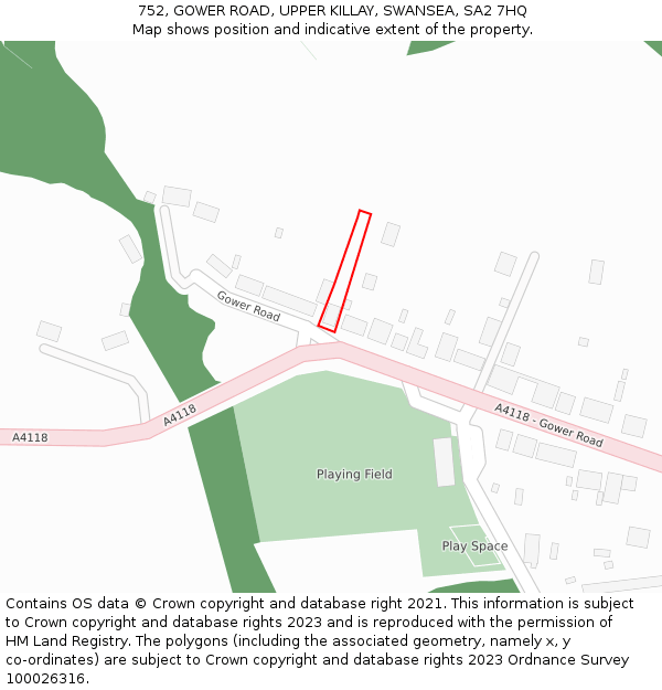 752, GOWER ROAD, UPPER KILLAY, SWANSEA, SA2 7HQ: Location map and indicative extent of plot