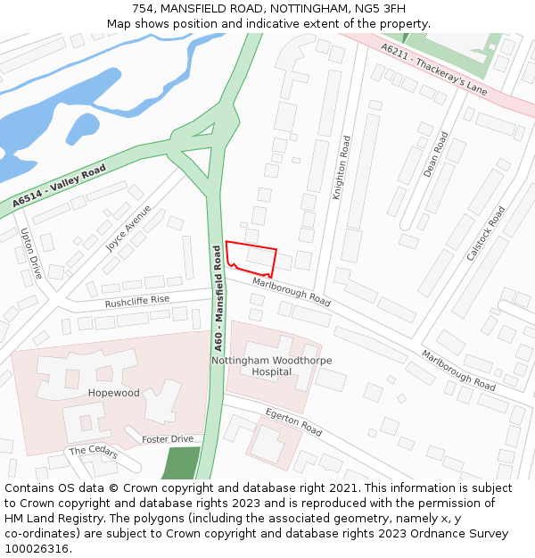 754, MANSFIELD ROAD, NOTTINGHAM, NG5 3FH: Location map and indicative extent of plot