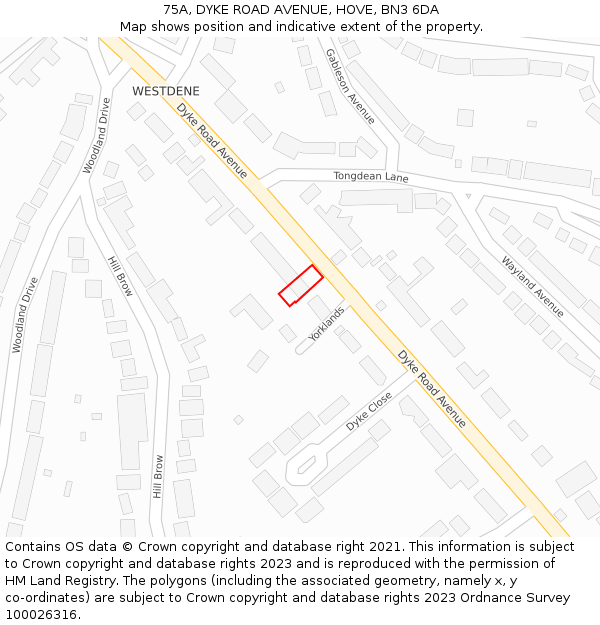 75A, DYKE ROAD AVENUE, HOVE, BN3 6DA: Location map and indicative extent of plot