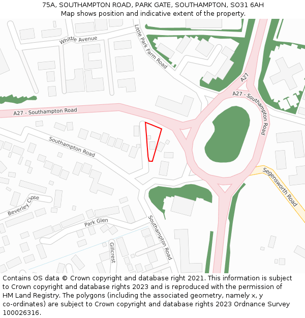 75A, SOUTHAMPTON ROAD, PARK GATE, SOUTHAMPTON, SO31 6AH: Location map and indicative extent of plot