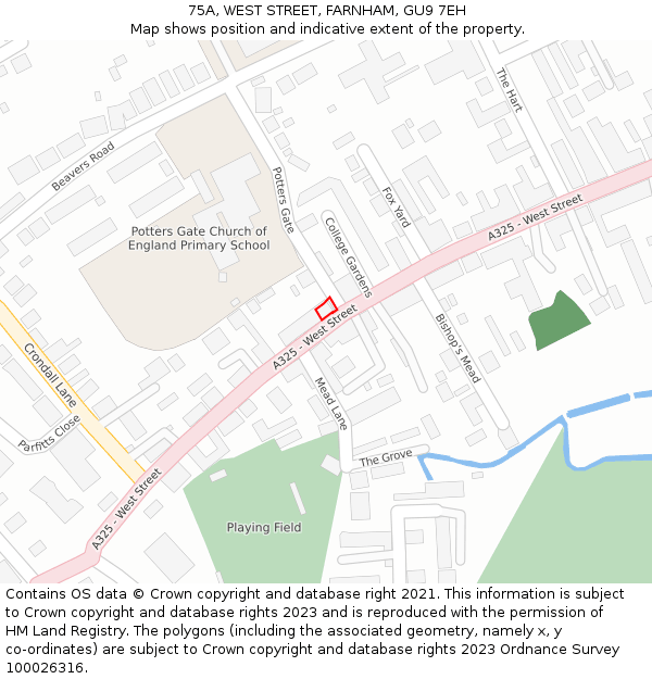 75A, WEST STREET, FARNHAM, GU9 7EH: Location map and indicative extent of plot