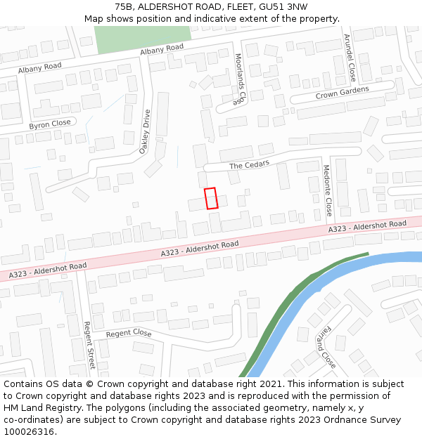 75B, ALDERSHOT ROAD, FLEET, GU51 3NW: Location map and indicative extent of plot