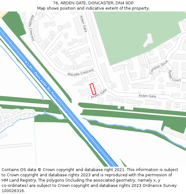 76, ARDEN GATE, DONCASTER, DN4 9DP: Location map and indicative extent of plot