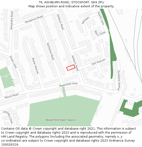 76, ASHBURN ROAD, STOCKPORT, SK4 2PU: Location map and indicative extent of plot