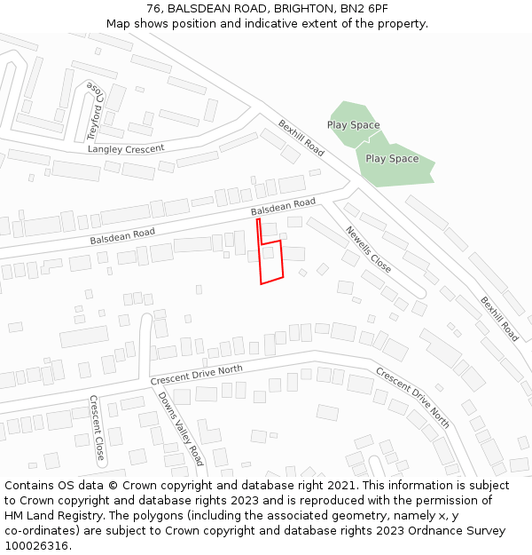 76, BALSDEAN ROAD, BRIGHTON, BN2 6PF: Location map and indicative extent of plot