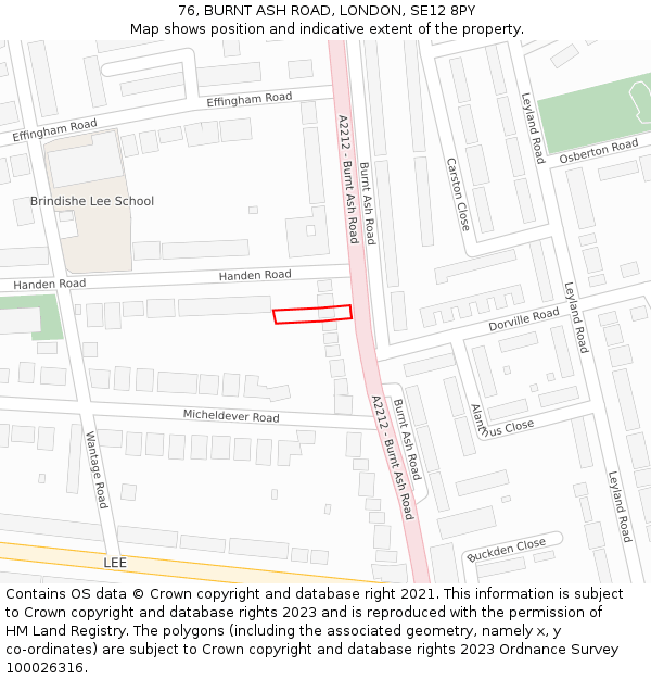 76, BURNT ASH ROAD, LONDON, SE12 8PY: Location map and indicative extent of plot