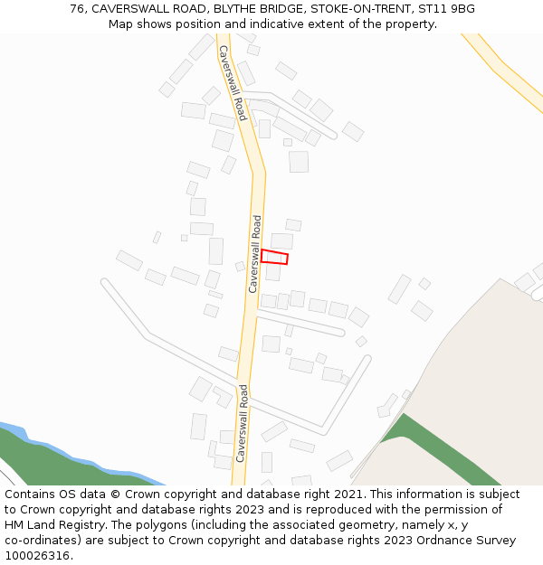 76, CAVERSWALL ROAD, BLYTHE BRIDGE, STOKE-ON-TRENT, ST11 9BG: Location map and indicative extent of plot
