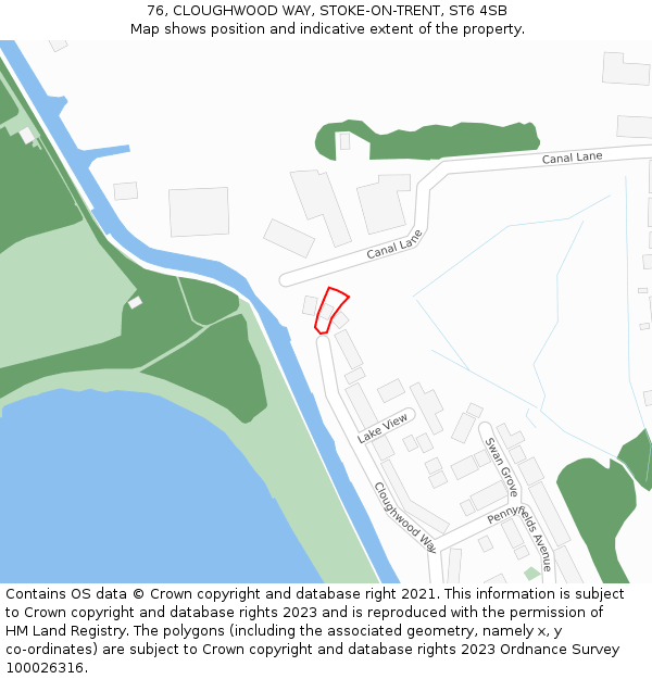 76, CLOUGHWOOD WAY, STOKE-ON-TRENT, ST6 4SB: Location map and indicative extent of plot
