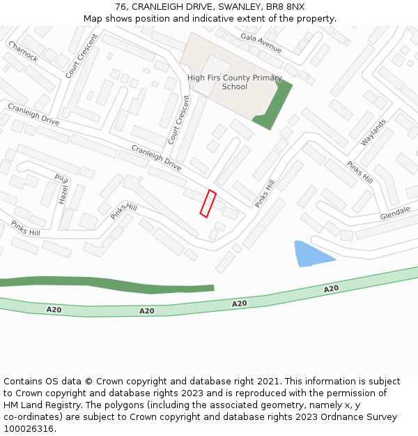 76, CRANLEIGH DRIVE, SWANLEY, BR8 8NX: Location map and indicative extent of plot