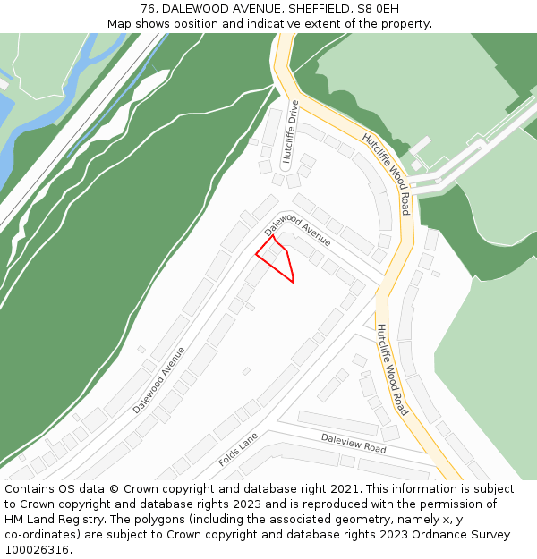 76, DALEWOOD AVENUE, SHEFFIELD, S8 0EH: Location map and indicative extent of plot